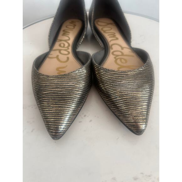 SAM EDLMAN WOMENS RODNEY d’ORDSAY BALLET FLATS SHOES METALLIC GOLD BLACK 7.5 - Picture 3 of 13